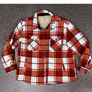 SAGE COLLECTIVE Sherpa Lined Plaid Flannel Shirt Jacket Women's XL Black White